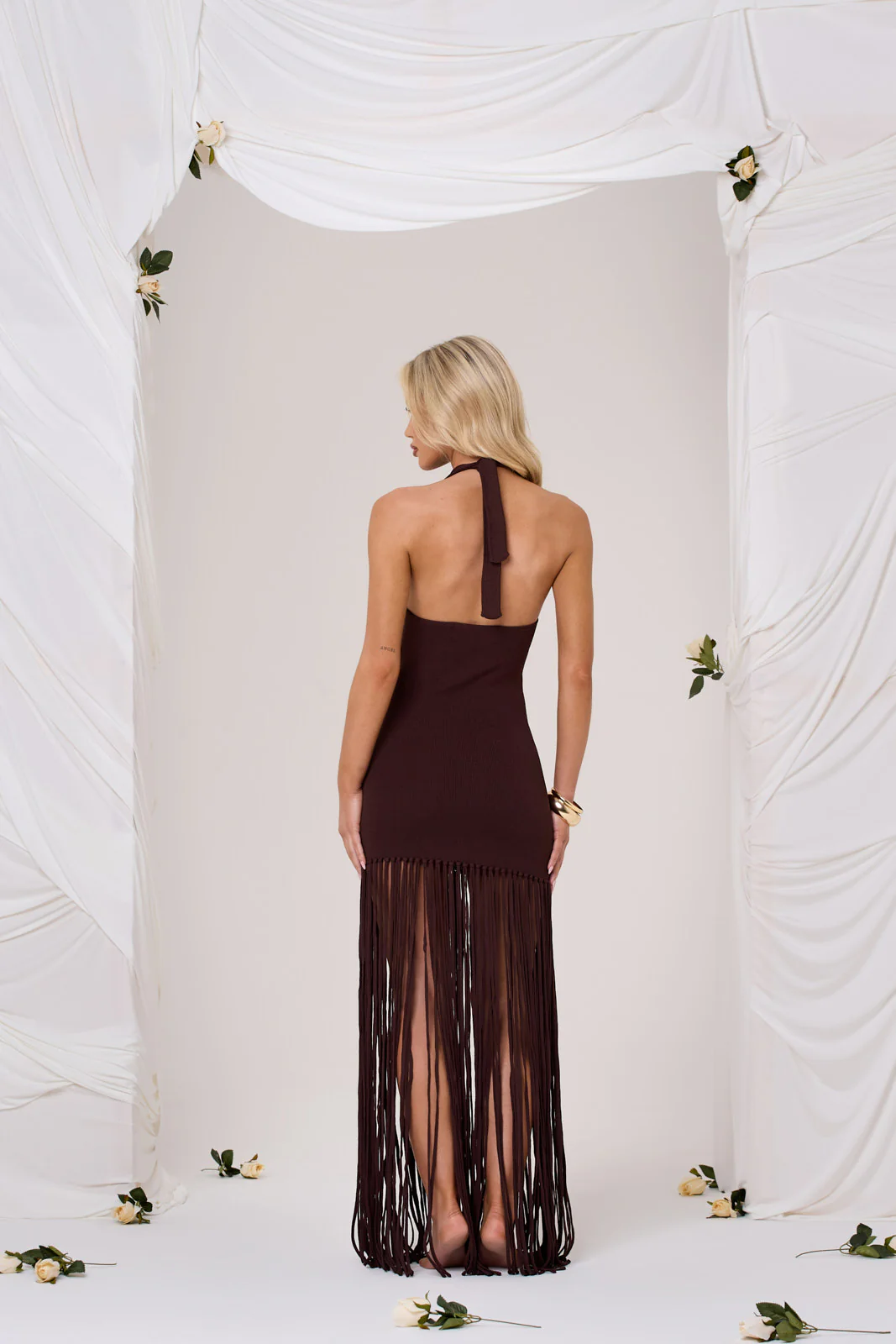 CECILLE CROCHET FLOWER MAXI DRESS