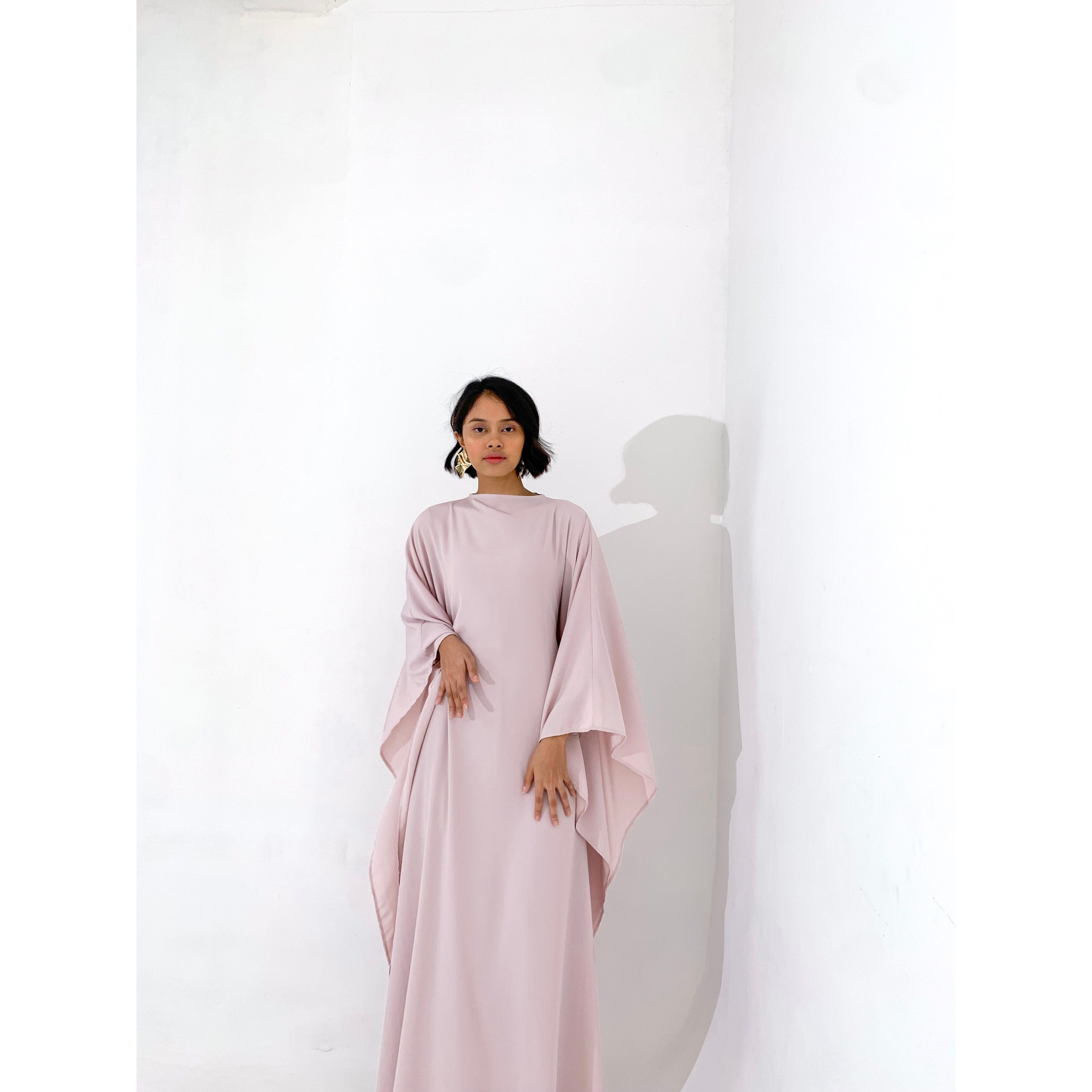 Dusty Pink Plissé Kaftan Dress | Adjustable Fit