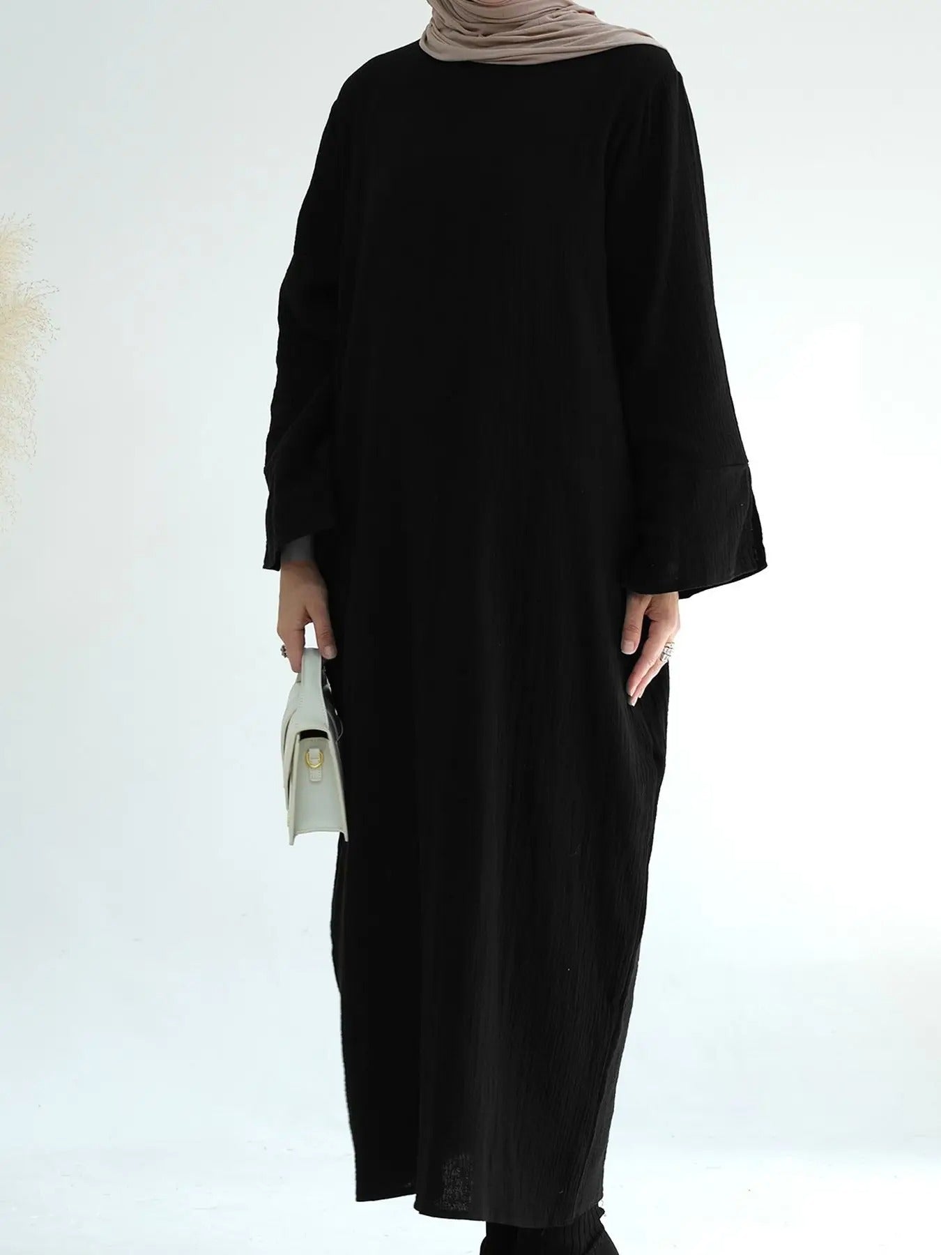 Dusty Pink Plissé Kaftan Dress | Adjustable Fit